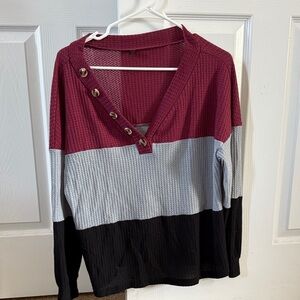 SHEIN Burgundy, Gray, and Black Buttoned Tunic